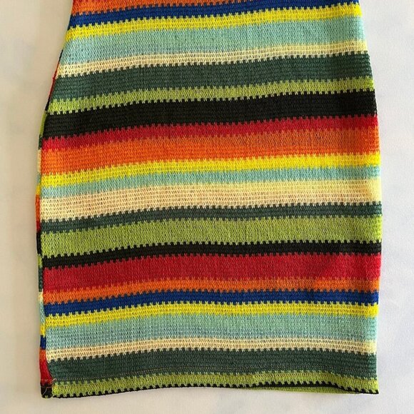 NWT Edikted Rainbow Striped Open Front Knit Coverup Dress - Picture 6 of 8